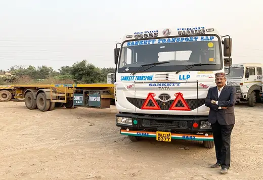 Sanket Transport Tata trailer with our team